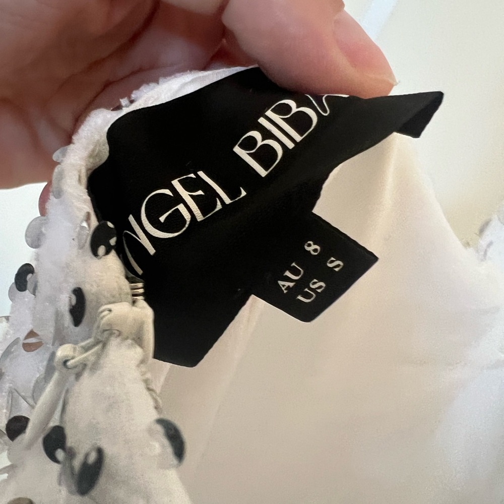 Backless White & Silver Sequin Halter Dress - image 5